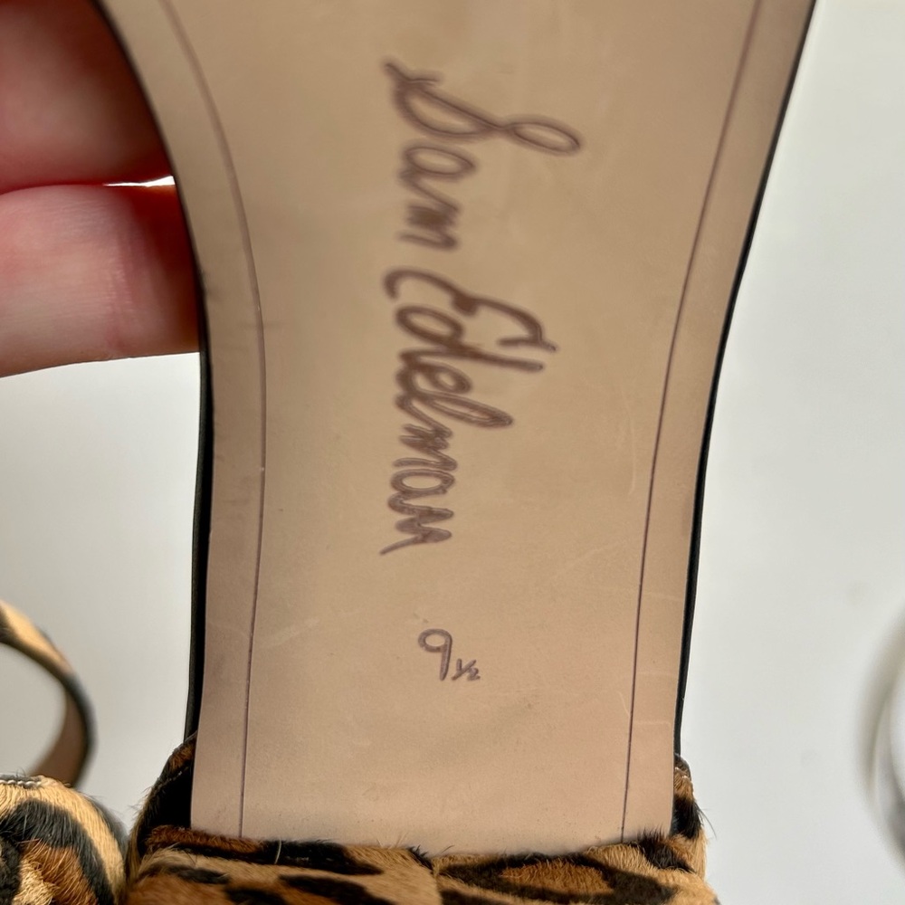 Sam Edelman Odilia leopard print fur ankle strap block heel Sandals Size 9.5 - Picture 9 of 10